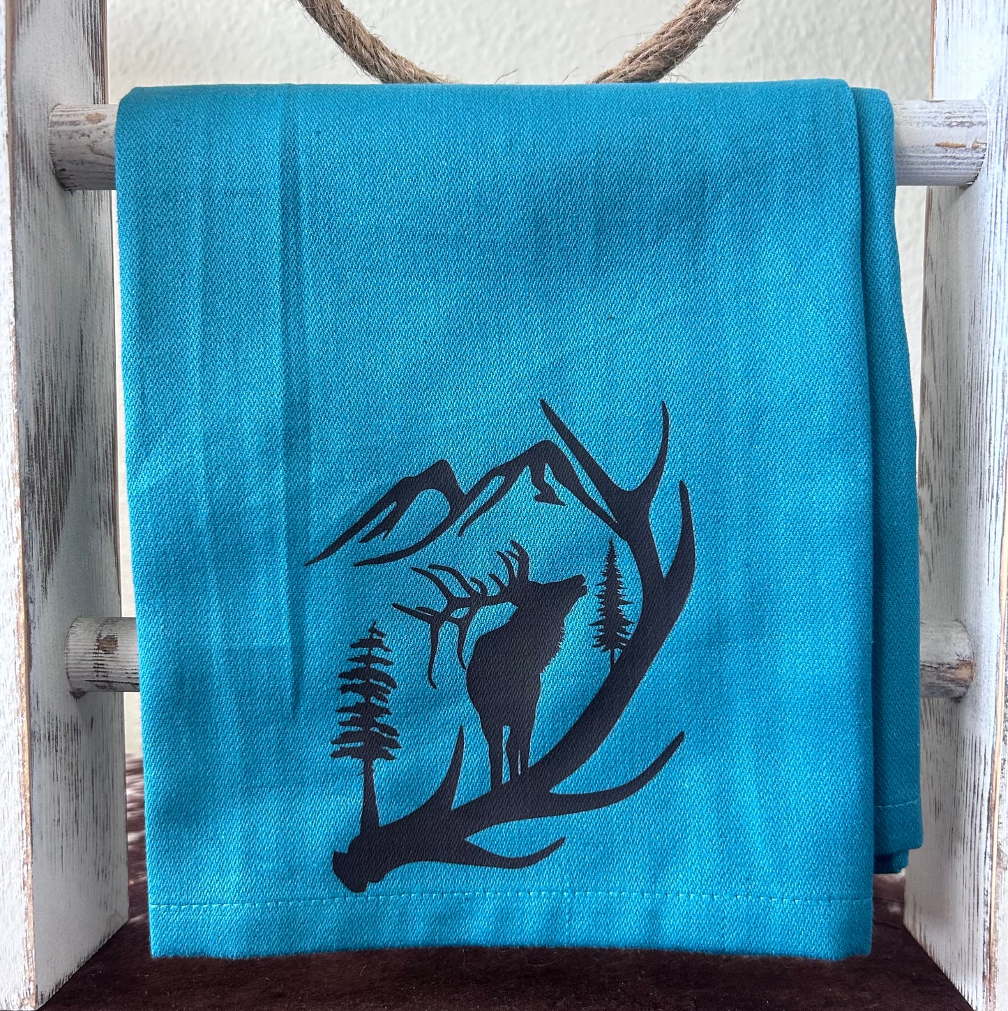 Elk, Horn and Mountains