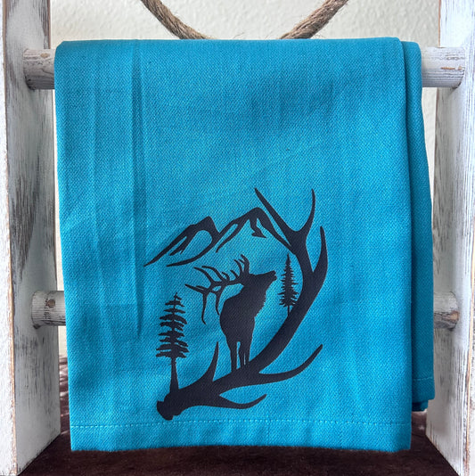 Elk, Horn and Mountains