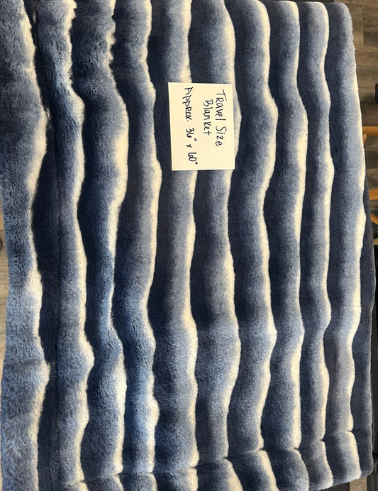 Navy Wave Travel Minky Blanket