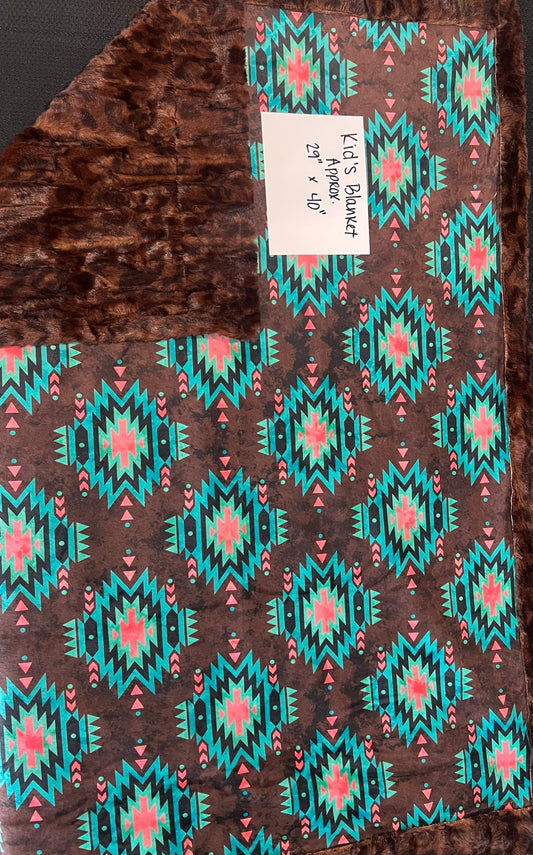 Aztec w/ Chocolate Backing Kid's Minky Blanket