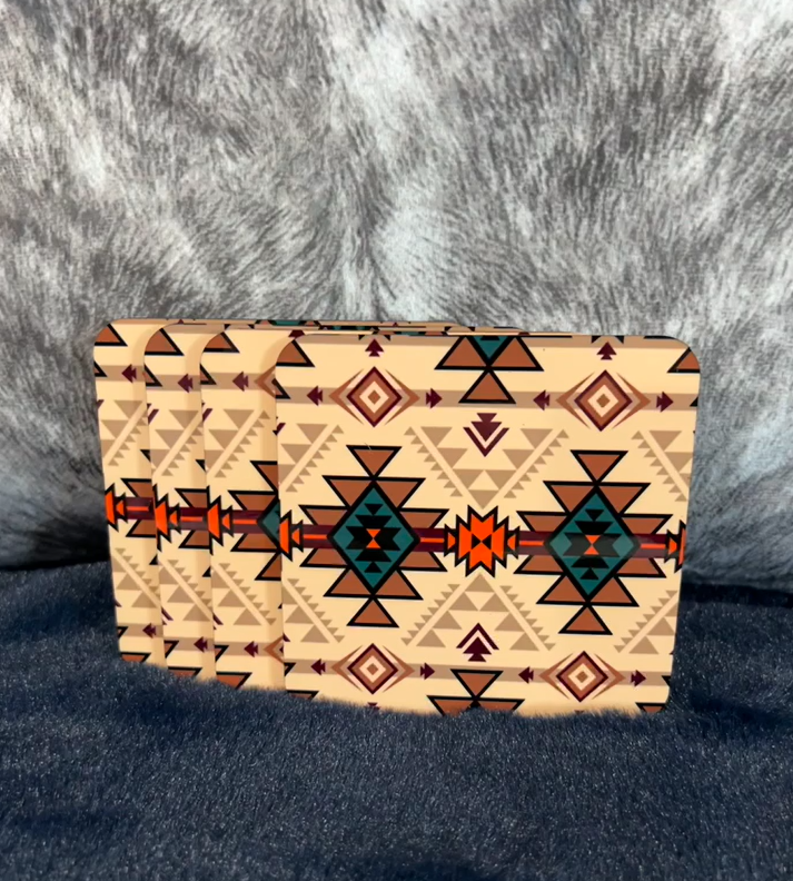 Tan Aztec Coasters